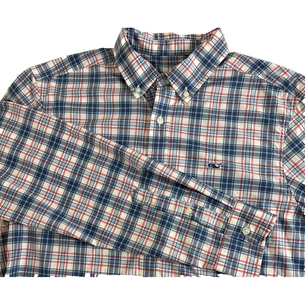 Vineyard Vines Performance Classic Fit Whale Shirt Mens Med Plaid Preppy America